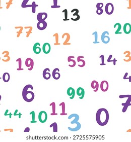Seamless pattern with beautiful numbers. Ten, twenty, thirty, forty, fifty, sixty, seventy eighty ninety Algebra and geometry