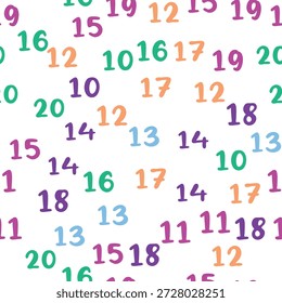 Padrão perfeito com números bonitos. Dez, vinte, trinta, quarenta, cinquenta, sessenta, setenta e oitenta noventa Álgebra e geometria