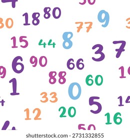 Padrão sem emenda com números bonitos. Dez, vinte, trinta, quarenta, cinquenta, sessenta, setenta e noventa Álgebra e geometria