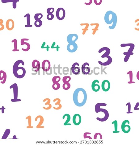 Seamless pattern with beautiful numbers. Ten, twenty, thirty, forty, fifty, sixty, seventy eighty ninety Algebra and geometry