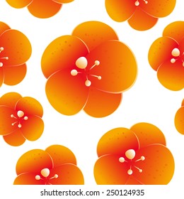 Seamless pattern of beautiful orange flowers