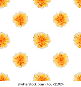 Seamless pattern with beautiful orange flowers on white background, vector illustration 