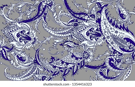 Seamless pattern with beautiful paisley