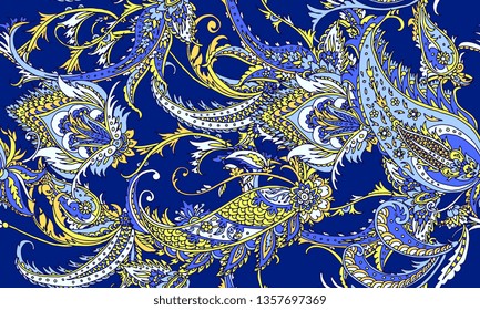 Seamless pattern with beautiful paisley