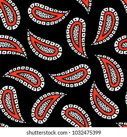 Seamless pattern of beautiful paisley cucumbers Turkish, Indian, Persian, Mexican, African. Vector illustration