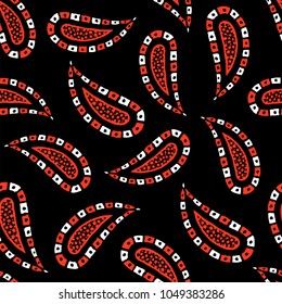 Seamless pattern of beautiful paisley cucumbers African, Turkish, Indian, Persian. Vector illustration
