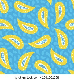 Seamless pattern of beautiful paisley cucumbers African, Turkish, Indian, Persian. Vector illustration