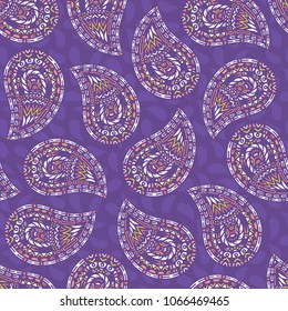 Seamless pattern of beautiful paisley cucumbers Aztec, Peruvian, Mayan, Mexican, Native American, African. Vector illustration