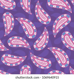 Seamless pattern of beautiful paisley cucumbers African, Turkish, Indian, Persian. Vector illustration