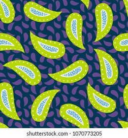 Seamless pattern of beautiful paisley cucumbers African, Turkish, Indian, Persian. Vector illustration