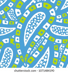 Seamless pattern of beautiful paisley cucumbers African, Turkish, Indian, Persian. Vector illustration
