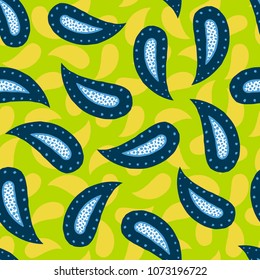 Seamless pattern of beautiful paisley cucumbers African, Turkish, Indian, Persian. Vector illustration
