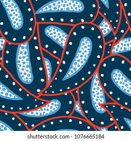 Seamless pattern of beautiful paisley cucumbers African, Turkish, Indian, Persian. Vector illustration