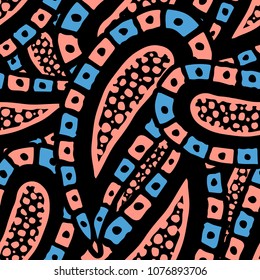 Seamless pattern of beautiful paisley cucumbers African, Turkish, Indian, Persian. Vector illustration