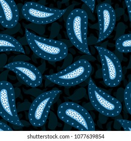 Seamless pattern of beautiful paisley cucumbers African, Turkish, Indian, Persian. Vector illustration