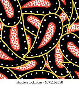 Seamless pattern of beautiful paisley cucumbers African, Turkish, Indian, Persian. Vector illustration