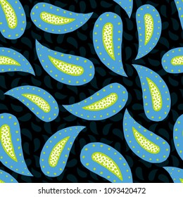 Seamless pattern of beautiful paisley cucumbers African, Turkish, Indian, Persian. Vector illustration