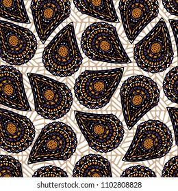 Patrón impecable de hermosos paisley pepinos africanos, turcos, indios, persas. Ilustración del vector