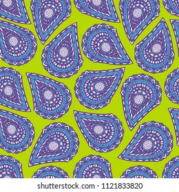 Seamless pattern of beautiful paisley cucumbers African, Turkish, Indian, Persian. Vector illustration