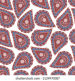 Seamless pattern of beautiful paisley cucumbers African, Turkish, Indian, Persian. Vector illustration