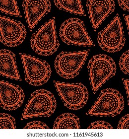 Seamless pattern of beautiful paisley cucumbers Indian, Persian, African, Turkish. Vector illustration
