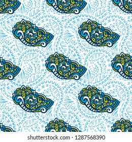 Seamless pattern of beautiful paisley cucumbers Turkish, Indian, Persian, African. Vector illustration