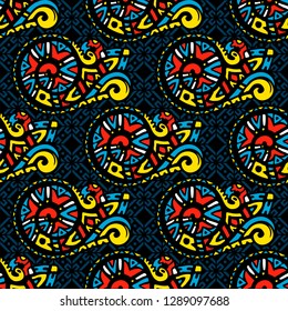 Seamless pattern of beautiful paisley cucumbers Turkish, Indian, Persian, African. Vector illustration
