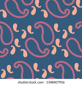 Seamless pattern of beautiful paisley cucumbers on a white background. Turkish, Indian, Persian. Vector illustration