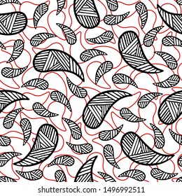 Seamless pattern of beautiful paisley cucumbers African, Turkish, Indian, Persian. Vector illustration