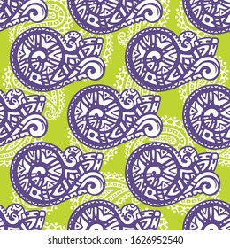 Seamless pattern of beautiful paisley cucumbers Turkish, Indian, Persian, African. Vector illustration