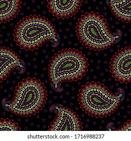 Seamless pattern of beautiful paisley cucumbers Turkish, Indian, Persian, Mexican, African. Vector illustration