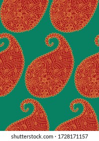 Patrón inmaculado de hermosos paisley pepinos turcos, indios, persas. ilustración