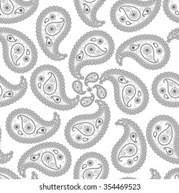 Seamless pattern of beautiful paisley cucumbers Turkish, Indian, Persian
