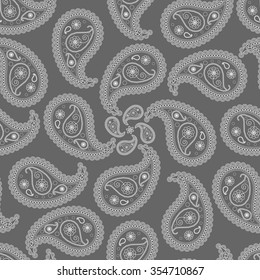 Seamless pattern of beautiful paisley cucumbers Turkish, Indian, Persian