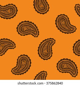 Seamless pattern of beautiful paisley cucumbers Turkish, Indian, Persian. Vector
