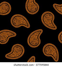 Seamless pattern of beautiful paisley cucumbers Turkish, Indian, Persian. Vector