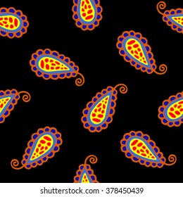 Seamless pattern of beautiful paisley cucumbers Turkish, Indian, Persian. Vector