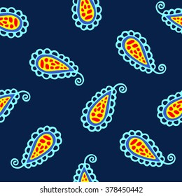 Seamless pattern of beautiful paisley cucumbers Turkish, Indian, Persian. Vector