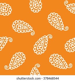 Seamless pattern of beautiful paisley cucumbers Turkish, Indian, Persian. Vector