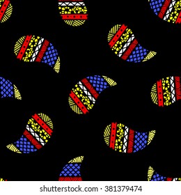Seamless pattern of beautiful paisley cucumbers Mexican, Africa, Aztec, Peruvian, Indian. Vector