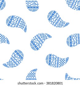 Seamless pattern of beautiful paisley cucumbers Mexican, Africa, Aztec, Peruvian, Indian. Vector illustration