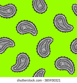 Seamless pattern of beautiful paisley cucumbers Turkish, Indian, Persian. Vector