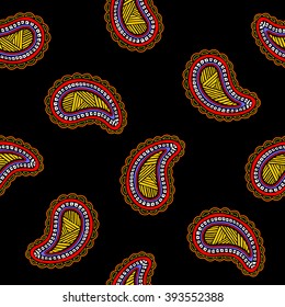 Seamless pattern of beautiful paisley cucumbers Turkish, Indian, Persian. Vector