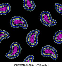 Seamless pattern of beautiful paisley cucumbers Turkish, Indian, Persian. Vector