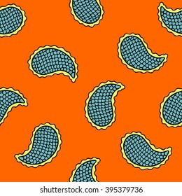 Seamless pattern of beautiful paisley cucumbers Turkish, Indian, Persian. Vector
