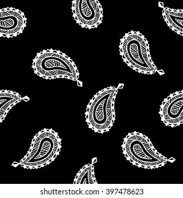Seamless pattern of beautiful paisley cucumbers Turkish, Indian, Persian. Vector