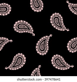 Seamless pattern of beautiful paisley cucumbers Turkish, Indian, Persian. Vector illustration