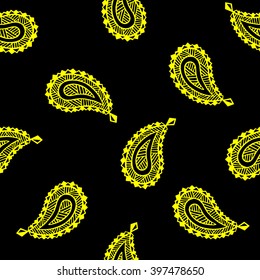 Seamless pattern of beautiful paisley cucumbers Turkish, Indian, Persian. Vector