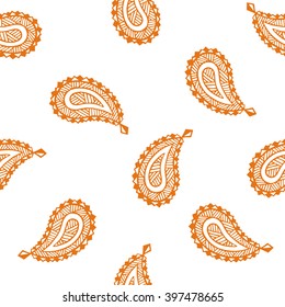 Seamless pattern of beautiful paisley cucumbers Turkish, Indian, Persian. Vector illustration