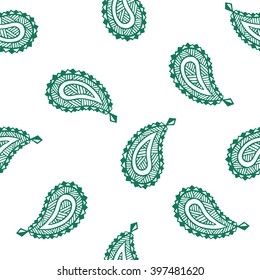 Seamless pattern of beautiful paisley cucumbers Turkish, Indian, Persian. Vector